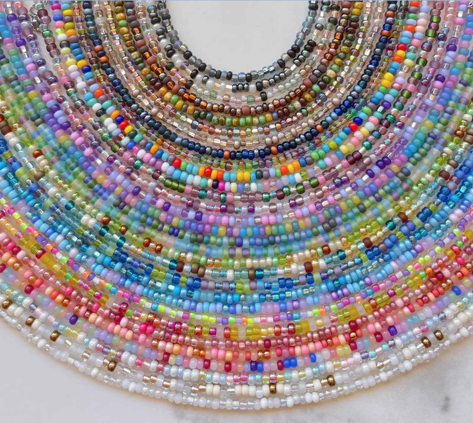Waterproof Seed Bead Choker, STAINLESS STEEL Necklace, Seed Bead Jewelry, Multi-Color Choker, Mixed Bead Choker, Summer Necklace, Adjustable, Tarnish-Free