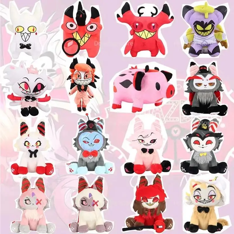 20 Styles Hazbined Hotel Husk Plush Alastor Husk Meow Angel Plush Toy Meow Cat Plush Soft Stuffed Animal Cartoon Anime Toys Gift