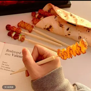 Creative Flying Cake Barbecue Pen Set 3 Barbecue Ballpoint Pens & Flying Cake Pencil Case Ideal for School Office Classmate Colleague Gifts Novelty Stationery