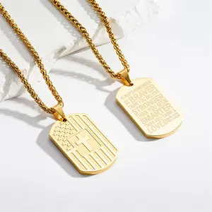 stainless steel lettering necklace simple personality military brand cross pendant necklace gift spot