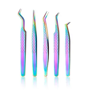 5-piece set of professional eyelash extension tweezers set - Precision stainless steel eyelash tools for volume and isolation, no spice, Cosmetic Makeup Tool