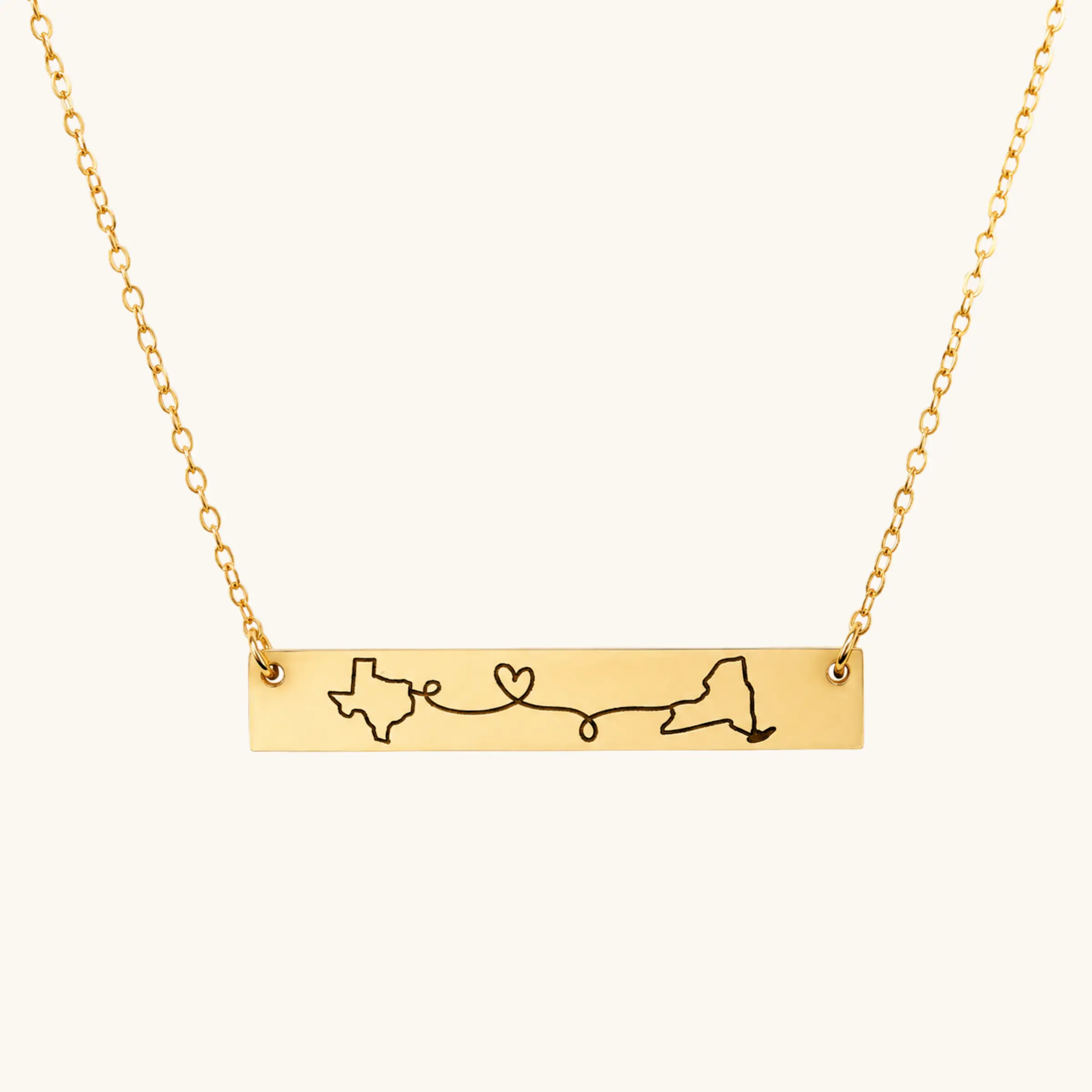 Long Distance Necklace | Two State or Country Necklace