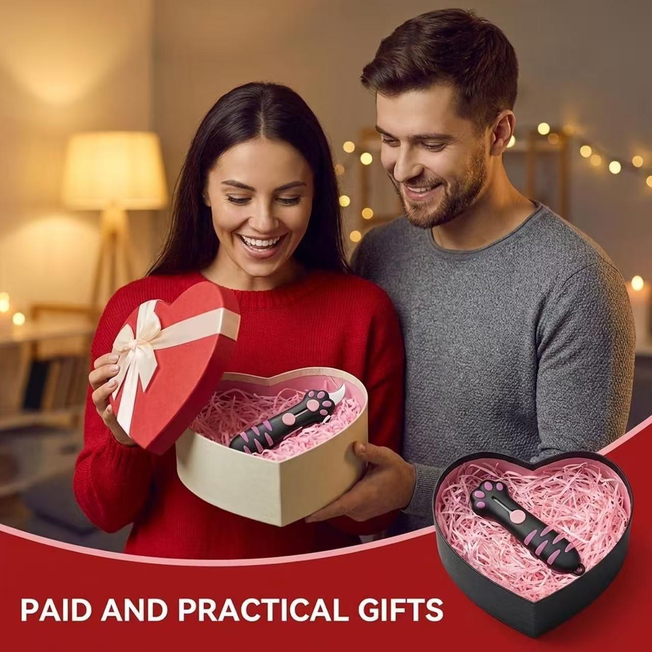 Black cat paw telescopic multi-functional knife, cute cat paw handle, multi-functional portable cutter.