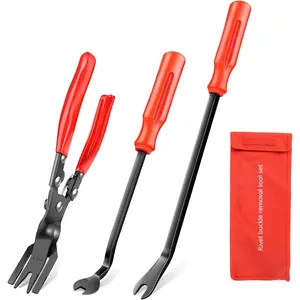 3 Pcs Clip Pliers Set & Fastener Remover - Auto Upholstery Combo Repair Kit with Storage Bag for Car Panel Dashboard