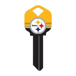 Hillman  Pittsburgh Steelers Painted Key House & Office Blank Single Sided Universal Key - Pack of 6, Lock, Brass Key