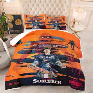 Monster Print Comforter Set, Vintage American Poster-Style Bedding Set, Zipper Design For Easy Removal, Includes A 3-Piece Set Of Comforter And Pillowcases, Soft And Comfortable Bedroom Decor, Designed Specifically For Series Fans.