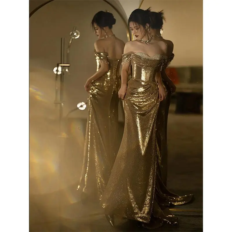 green emerald velvet dress Glam Rhinestone Tube Top- Gold M main image 0