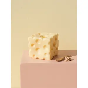 7cm Square Ultra-Thin Cheese Ball Soft Candy, Tpr Shell Slow Bounce Squishy Squeeze Toy, No Filling DIY Cheese Skin Candy Gift