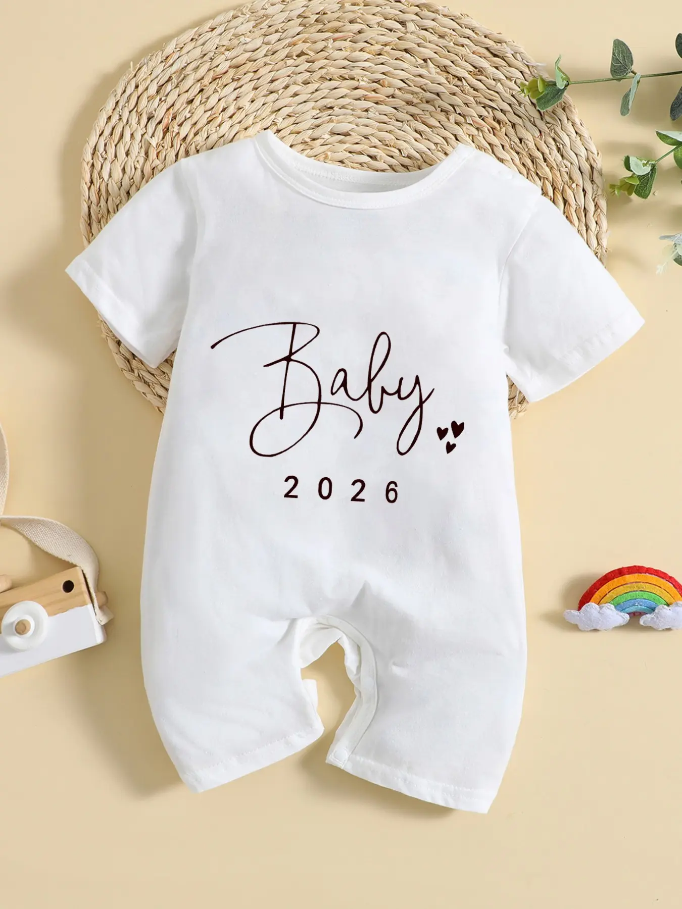 Baby Onesie Short Sleeve Letter Print Bodysuit Unisex Newborn, Cute Baby Clothing for Boys & Girls, 2026 Trendy Design