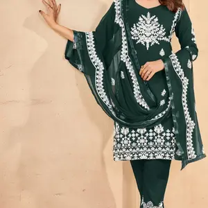 Rayon kurta set with heavy white Embroidery Womenswear ( Final sale No REFUND/ RETURN )
