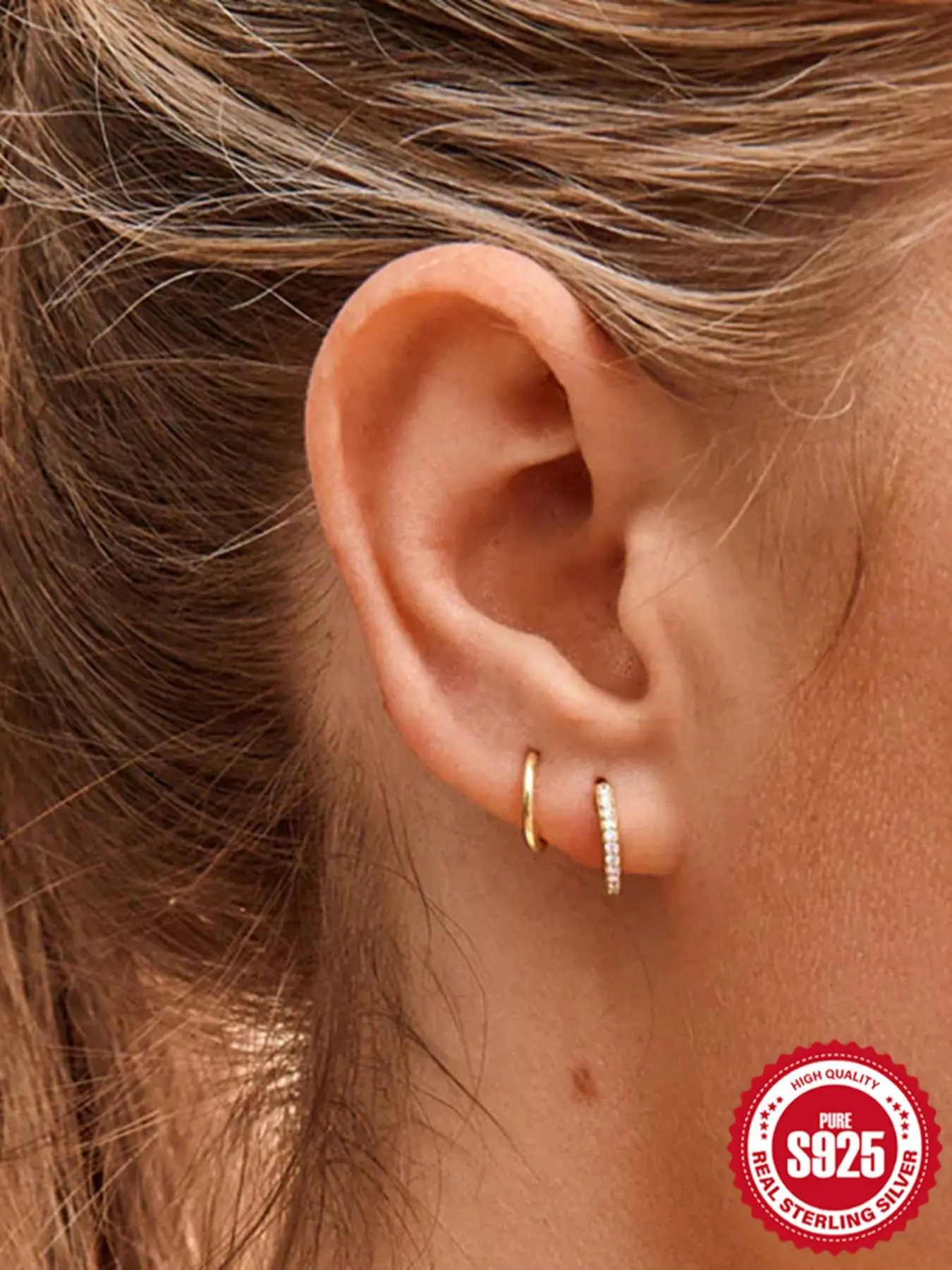 925 Sterling Silver Rhinestones Decor Round Hoop Earrings, Fashionable Jewelry for Women & Girls, Trendy All-match & Exquisite Jewelry for Party & Dai