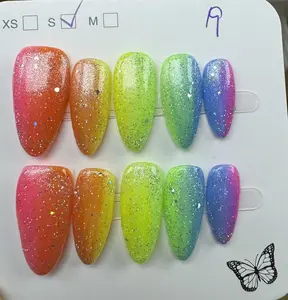 Colorful shining brightly handmade press on nails