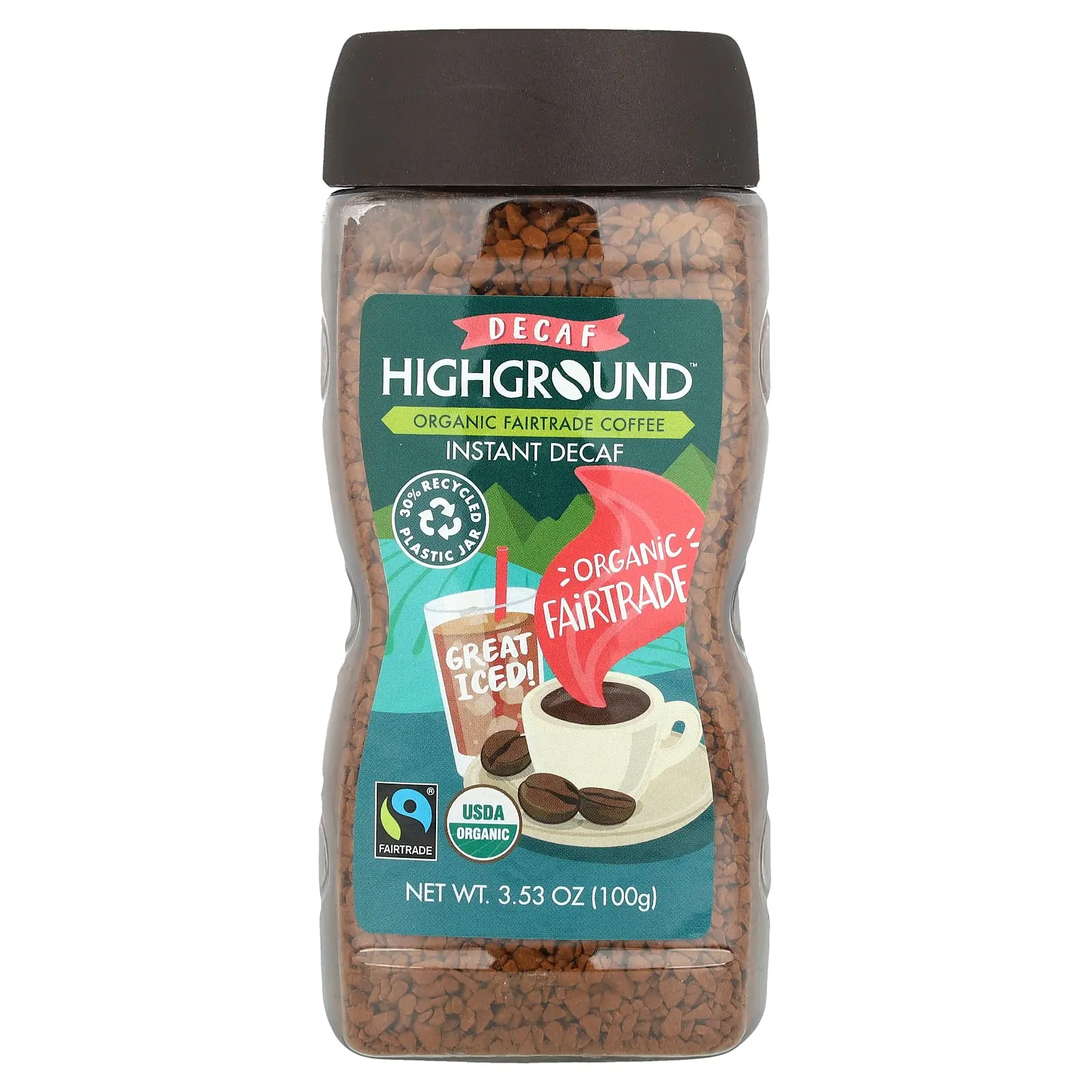 Highground Coffee Organic Instant Coffee, Medium Roast, Decaf, 3.53 oz (100 g) Highground Coffee Organic Instant Coffee, Medium Roast, Decaf, 3.53 oz (100 g)