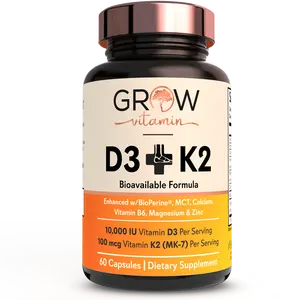Dr. Berg Vitamin D3 & K2 10,000 IU - W/ MCT Oil, Magnesium, Zinc - Strong Bones