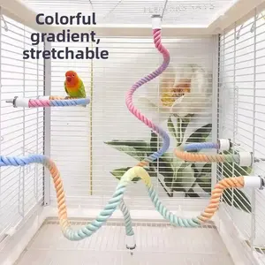 Parrot rotating climbing pole, cockatiel, lovebird, budgerigar climbing swing toy, cotton rope stand, decorative supplies Bird Cage with