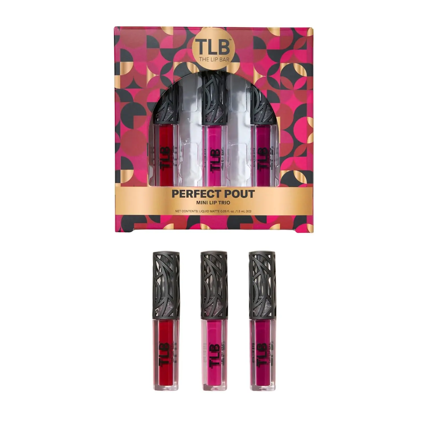 The Lip Bar - Perfect Pout Mini Lip Trio Gift Set (Bawse Lady, Muse, and Playmate) - Nonstop Liquid Matte Lipstick & Non-Sticky Lip Gloss - Travel Size - Gift Box - Vegan, Gluten Free, Cruelty Free