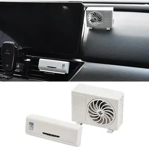 Miniature Car Air Freshener Vent Clip - Creative Air Conditioner Shape Solar Powered Aromatherapy Diffuser for Car Interior, New Car Smell Eliminator with 2 Refills, Funny Decoration Gift for Men & Women, Dollhouse , Display