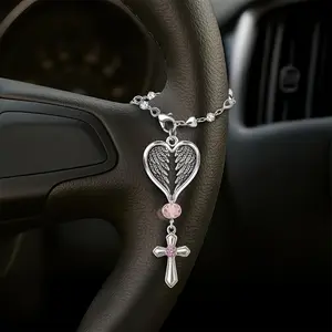 Heart Wing Pendant Angel Keychain, Car Rearview Mirror Holder, Steering Wheel Chain, Car Accessory, Holiday Gift