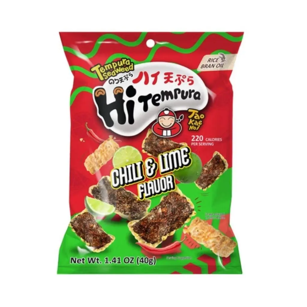 Taokaenoi Crunchy Spicy Tempura Seaweed Snack, Chilli and Lime Flavor - 36g, Ambient, Best For Seaweed Lovers, Contains Seaweed