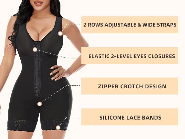 YIANNA Fajas Colombianas Shapewear for Women Tummy Control Full Shapewear Butt Lifter with Zipper Crotch