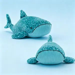 Gobfrey Whale Shark Inspired Plush Doll, Cute Round Sea Creature Stuffed Animal, Soft Kawaii Ocean Animal Pillow Toy, Marine Life Plush Gift for Kids Ocean Lovers Summer Wins