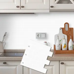 DEWOO 10 Sheets Smooth Thicker Design Vinyl Peel and Stick Tile Backsplash 12" x 12" Self-Adhesive for Kitchen & Bathroom Waterproof Durable 3D Wall Stickers Decor Decorative Ornaments