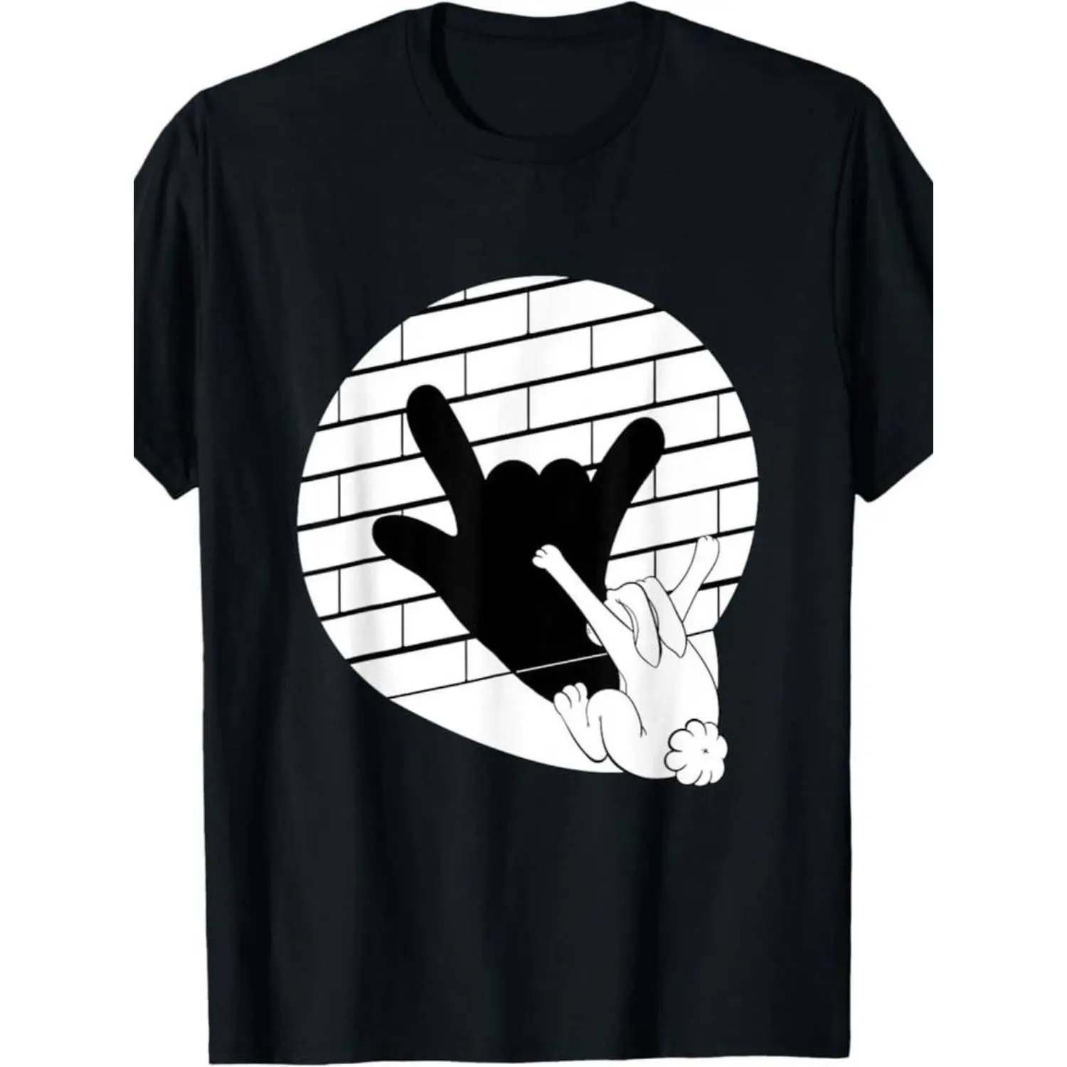 Men S Retro Rabbit Puppet Pattern T shirt Made in the USA Featuring Unique Rabbit Silhouette for Casual Wear