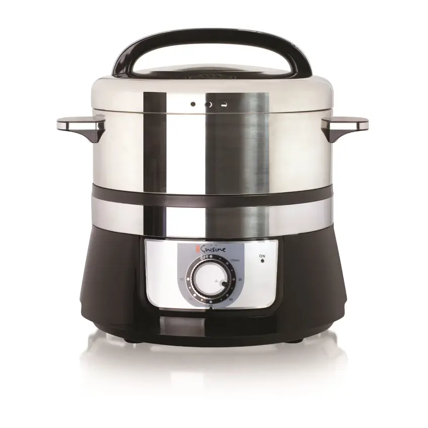 Euro Cuisine Stainless Steel Electric Food Steamer, Multi-Tier Vegetable Steamer with Digital Controls, Large Capacity Steaming Cooker for Vegetables, Fish, Seafood, Meat, Dumplings and Healthy Meal Preparation
