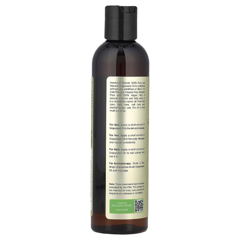 Handcraft Blends 100% Pure Grapeseed Oil, 8 fl oz (236 ml)