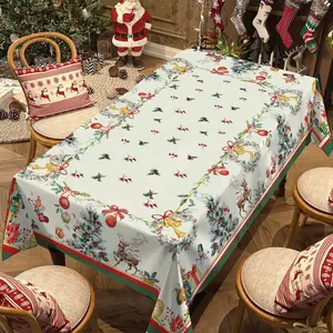 Rectangular Christmas Tablecloth, Reindeer Tree Design, Perfect for Holiday Parties & Dinnerware Decorations, Ideal Gift Idea