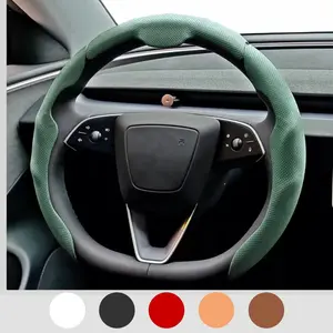 Napa Nappa Leather 15Inch 5D Premium   Steering Wheel Cover Ultra-Thin Breathable Anti-Slip Sweat-Resistant Easy Install Universal Fit Enhance Driving Safety Comfort Must-Have Car EssentiaCar Nappa Leather Steering Wheel Cover for Men and Women, All-Seaso