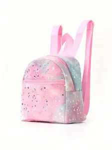 Mini Cute Star Moon Print Adjustable Backpack, Lightweight Outdoor Hiking Bag, Multicolor School Bag, Casual Candy Color Shoulder Bag, Backpacks Women