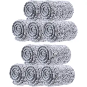 10 Pack 13 * 4.9" Mop Pads Mop Head Refill Washable Wet/Dry Mops Flat Compatible with Most 11-13" Hook and Loop (Velcro) Flat Mops.System Care System (10 Pack 13 * 4.9")