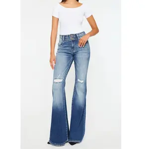 Maeve Light Distressed Flare Jeans