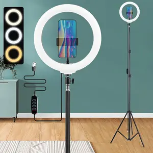 [ Professional Upgrade ] 10-inch Circular LED Fill Light with Three- adjustable color Temperature And Multi-speed Adjustment, Equipped with A 63-inch Detachable selfie stick Tripod , A Perfect Photography Tool for Live Streaming Products Phone Cellphone