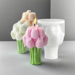 3D Silicone Tulip Flower Candle Mold, White Material for DIY Crafts and Home Decor Ornaments