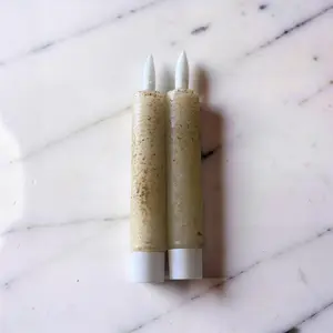 Ivory Flamless Taper Candles-set of 2