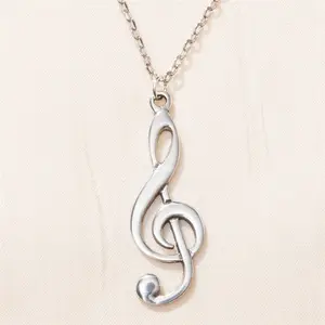 English Pewter Treble Clef Necklace