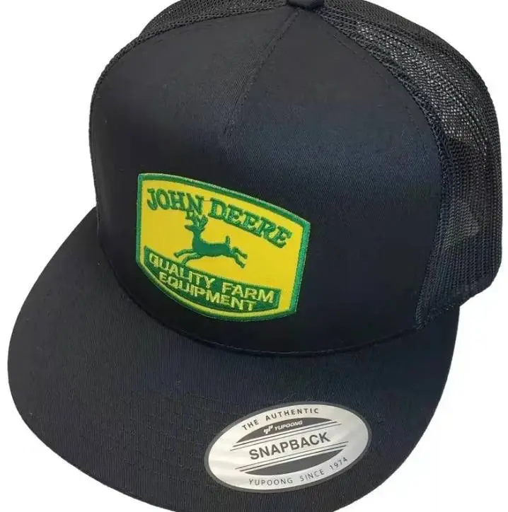 Vintage John Deere Deer Logo Trucker Hat | Embroidered Snapback Mesh Cap | Flat Bill Farm Hat | Country Western Hunting Hat | Adjustable Trucker Cap for Men Women Outdoor