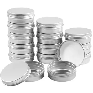 24Pcs Screw Top Round Aluminum Tin Cans (2 Oz/60ml) Metal Tin Storage Jar Containers with Screw Cap for Lip Balm, Cosmetic, Candles, Salve, Make Up, Eye Shadow, Powder, Tea - Home Improvement.