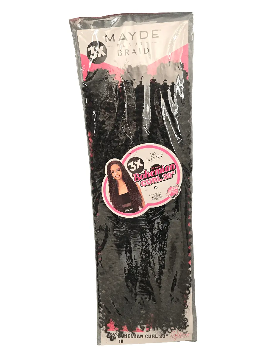 Mayde Beauty Braid 3* Bohemian Curl 20" - 3x Volume, 20" Length, Dark Color, Ideal for Creative Haircare Lifestyle