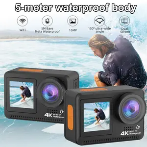 Q83 Waterproof Camera, 4K30FPS 20 Megapixel WiFi Action Camera, Remote Zoom, External Microphone Support, Wide Angle Lens, No Case Required, Portable Digital Camera for Water Sports, Diving, Fishing - Motorcycle Reversing Camera, Motorcycle Camera.
