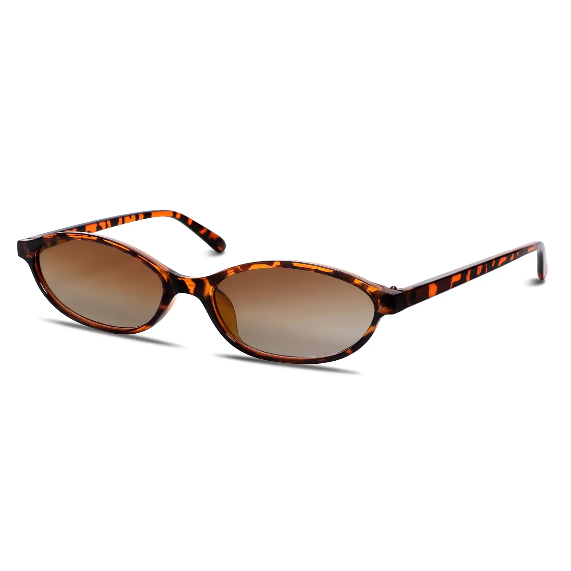 Women\'s Brown Retro Trendy Sunglasses Cat Eye Lightweight Narrow Shades Y2k Sunglasses Retro Oval Sunglasses For Women - Small Cat  main image 4