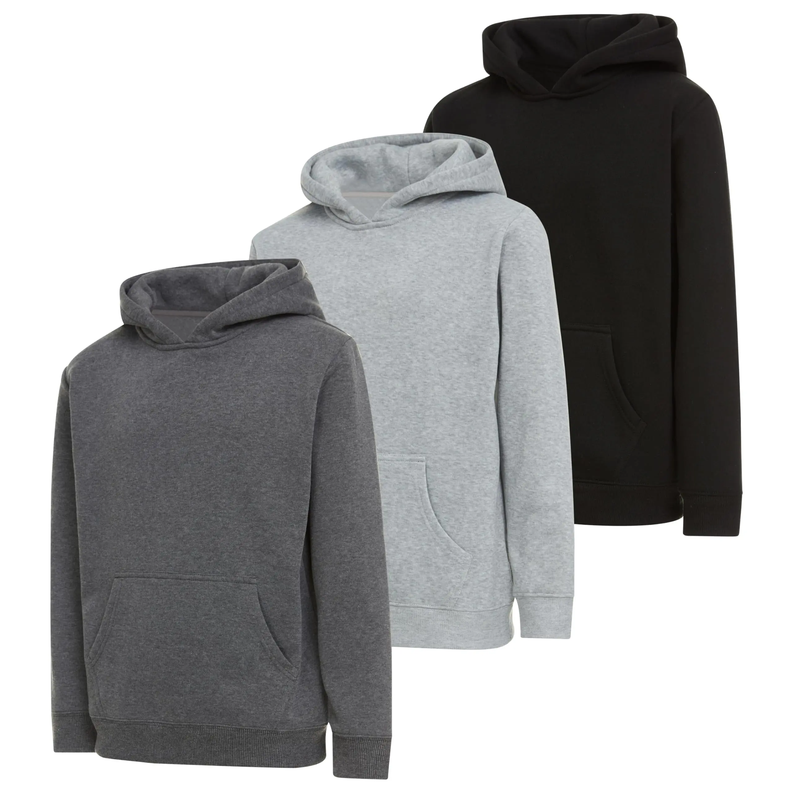 PURE CHAMP Boys' 3-Pack Fleece Pullover Hoodies - Soft Warm Athletic Sweatshirts, 4-Way Stretch Kids Hoodies with Kangaroo Pocket, Comfortable Regular Fit, Durable Anti-Pilling Fabric for School & Play, Fleece Hoodie
