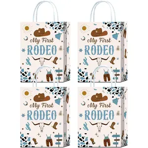 My 1st Rodeo Birthday Decorations Boy - 16 count Cowboy Party Favor Bags, My First Rodeo Party Favors, Cowboy Goodie Candy Party Bags, Cowboy Party Decorations for Casual, Bule, Brown