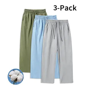 3-Pack Wrinkle-Resistant Linen-Like Cotton Pants – Comfortable loose trousers for travel and casual outfits (optional 3-pack and single pack)