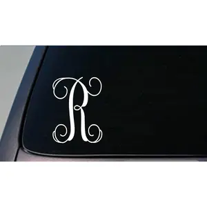 Monogram R vine initialI363 6 inch tall Sticker decal letters gift