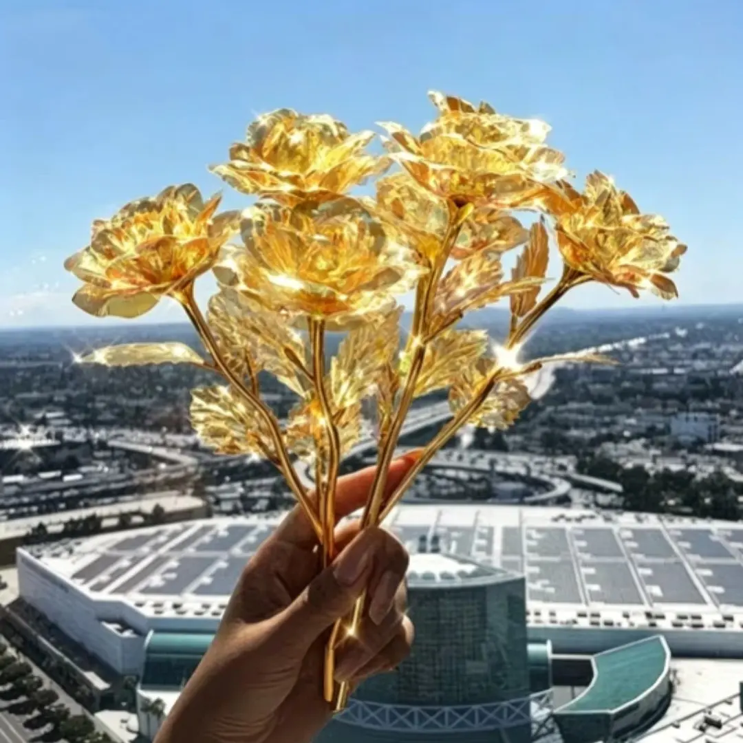 Gold Foil Rose Bouquet, Colorful Artificial Flowers, Gift Simulation Flowers, Gold Stem Simulation Flowers, Home Decor, Festival Gifts, Permanent Bloom