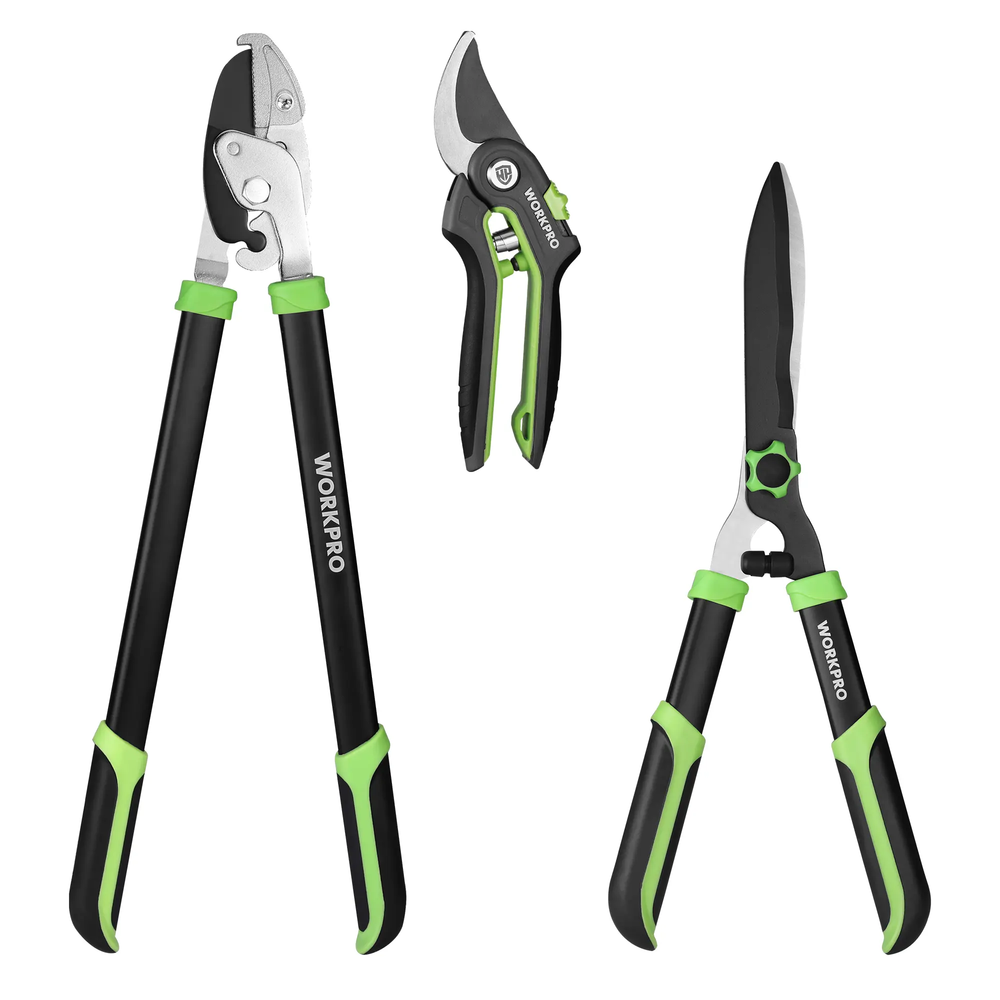 #summersale WORKPRO 3-Piece Garden Shears Set - 20” Hedge Shear, 24” Anvil Lopper & 8” Pruning Shear, Heavy-Duty Gardening Clippers with Sharp Blade, Comfort Grip Handle for Branches, Shrubs, and Hedges