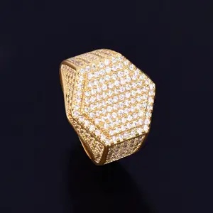 Hip-Hop Hexagonal Signet Ring, Trendy Fashion Jewelry